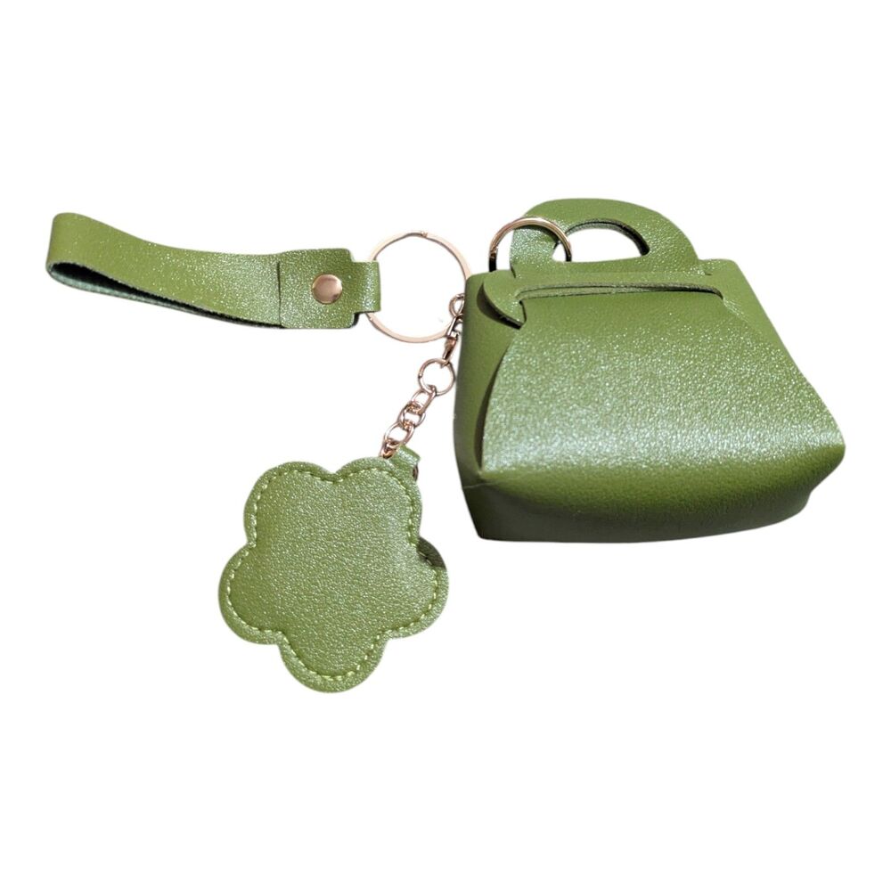 Green Mini Purse Keychain Wristlet Bag Charm